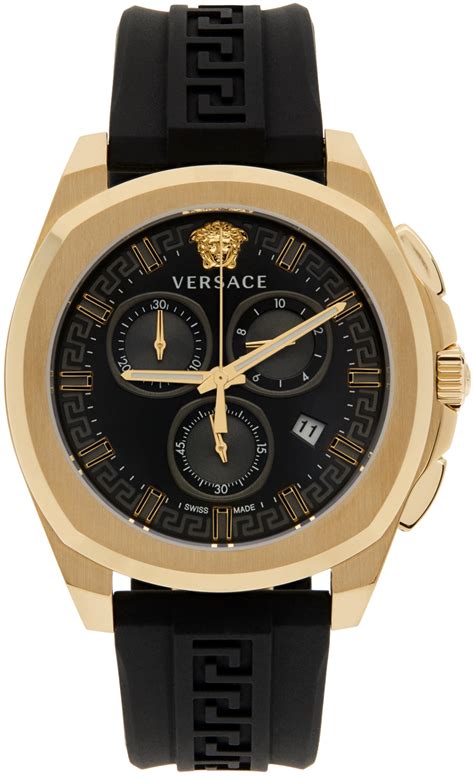 versace watch black gold|Versace chrono watch.